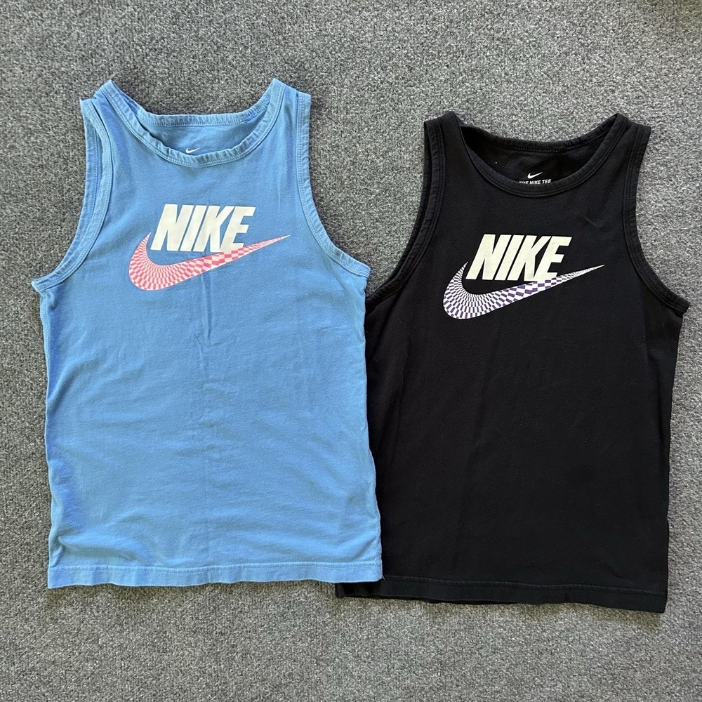 Nike Tank Tops Boys M Multicolor Logo Graphic Sleeveless Cotton Lot Of 2